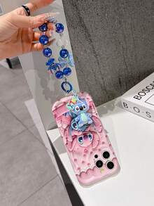 Disney Has Authorized, Phone Case - Chain Set, The Stitch Lilo & Stitch 3D Phone Case Plus A Silicone 3D Stitch Bracelet With Metallic Ring Removable Bracelet, Stitch And Angel Pattern, Compatible With Iphone17/16/15/14/13/12/11/XS/XR/X Plus Pro Max, A Stylish Cartoon Phone Case, The Perfect Gift Choice, Phone Protection, Durable Phone Cover, Great Gift For Friends And Family. - trắng - Xem 5