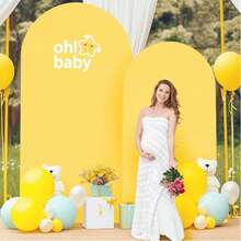 White Arch Backdrop, 5ft, 6ft, 6.6ft, 7.2ft, 7.87ft Wedding Arch Cover 2pcs Spandex Fitted Fabric Arch Backdrop Dome Arch Backdrop Fabric Suitable For Birthday Party Wedding Arch Stand Decoration (Arch Stand Not Included, Fabric Backdrop Only) - Lemon Yellow (Double-sided) - View 6