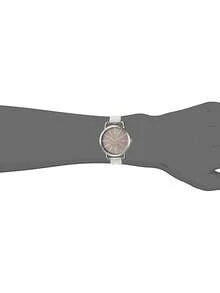 Nine West Women's Stainless Steel Strap Watch With Hidden Logo Pattern, Beige Dial, Rose Gold Accents, Quartz Movement - Silver - View 6
