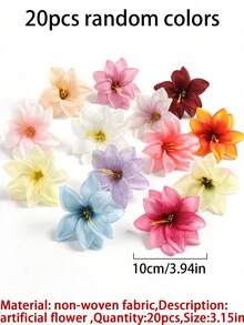 10/20入 3.94英吋人造春夏裝飾花頭，仿真絲綢百合花頭，適用於DIY手工、裝飾花環、婚禮訂婚花藝布置、客廳臥室裝飾、餐桌擺設、頭飾配件、花園居家裝飾、主題派對裝飾，四季通用 - 彩色 - 查看 16
