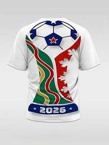 Camiseta con estampado de fútbol de la Copa Mundial 2026 para hombres, adecuada para uso casual diario - Multicolor - Ver 3