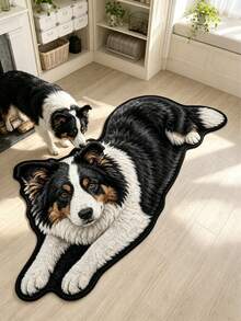 1 pieza Alfombra de piso con cachorro Border Collie, Alfombra de sala de estar, Alfombra, Alfombra de área de sala de estar, Alfombra de área pequeña, Tapete, Decoración del hogar, Alfombra de sala de estar grande, Alfombra redonda, Decoración del hogar de sala de estar, Decoración de habitación, Alfombra lavable, Regalo de temporada de graduación - Border Collie - Ver 3
