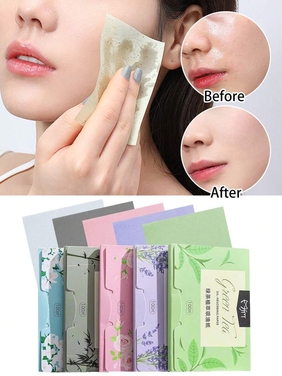 500/100pcs Portable Facial Oil Absorbing Sheets, Suitable For Oily Skin, Oil Control, Facial Makeup And Skincare Products, Suitable For All Skin Types, Portable Office Makeup Remover Sheets, Beautician Products, Facial Care. (100pcs/Pack)