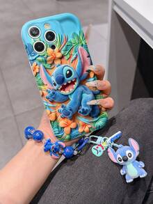 Disney Has Authorized, Phone Case - Chain Set, The Stitch Lilo & Stitch 3D Phone Case Plus A Silicone 3D Stitch Bracelet With Metallic Ring Removable Bracelet, Stitch And Angel Pattern, Compatible With Iphone17/16/15/14/13/12/11/XS/XR/X Plus Pro Max, A Stylish Cartoon Phone Case, The Perfect Gift Choice, Phone Protection, Durable Phone Cover, Great Gift For Friends And Family. - trắng - Xem 1