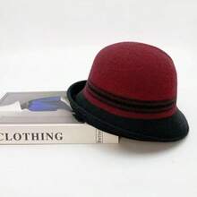 1 Pc 2024 Autumn/Winter New Elegant Retro Turn Up Brim Bucket Hat, Chic British Style Compact Look For Women Winter Outfits - Multicolor - View 25