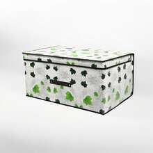 1pc Foldable Fabric Storage Box With Lid, Large Capacity Clothes Organizer, Wardrobe Storage Container, Home Dust-Proof Storage Box, Printed Pattern Storage Solution, Multi-Purpose Foldable Organizer - Fresh Green Leaf Storage Box - View 9