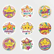 500pcs/Roll Colorful 5-Pointed Star Stickers, 2.5cm/1inch, Amazing Stickers, Good Stickers For Scrapbooking, Luggage, Notebook, Water Bottle, Craft, Non-Adhesive Labels, Gift Decor, Stationery, Back To School Supplies - Cartoon - View 5