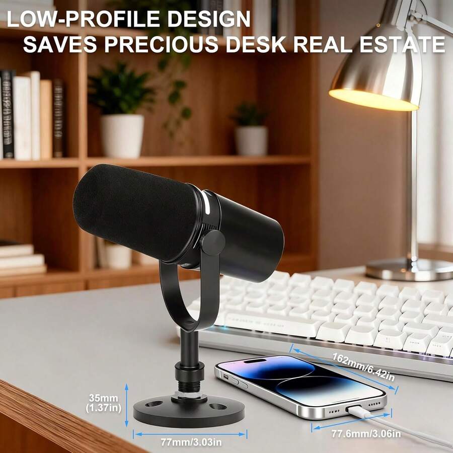 Desktop Microphone Stand For MV7i/MV7x, Space-Saving Secure Desk Stand For MV7 & MV7+ Podcast Mics, Removable Lockable Mic Base - 適用於 Shure MV7/MV7+ - 查看 1