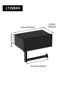 1pc Minimalist Black Wall-Mounted Toilet Paper Holder, Multifunctional Phone Holder, Suitable For Bathroom Decor, Autumn Decor - Black - View 5