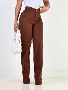 White Wide-Leg Jeans, Level - Coffee Brown - View 1