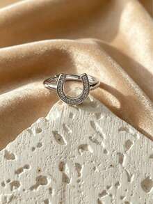 1 pieza Anillo de banda de eternidad con trébol de cuatro hojas y flor estrellada de estilo vintage francés de acero inoxidable, estilo minimalista de lujo para mujer - Anillo en U - Ver 23