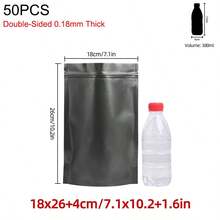 50入/100入 雙面 0.18mm 厚黑色可重複使用自封式 Mylar 鋁箔立袋，長效食品儲存，拉鍊密封包裝，適用巧克力、茶、咖啡、乾果、粉末、糖果、肉類，節日派對小禮品與禮品包裝裝飾 - 黑色 - 查看 13