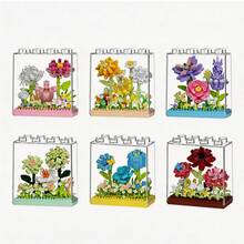 Micro Building Block Flower Bouquet Set, Fairy Floral Micro Building Block Kit With Stackable Transparent Display Box, DIY Micro Brick Toy Suitable For Children 6+ And Adults, Home Office Desk Bedroom Decor, Perfect Gift For Birthday, Valentine's Day, Mother's Day, Christmas, Anniversary - Multicolor - View 12