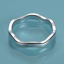 925 Silver Plated Wave 7/8/9/10 Ring For Women Wedding Party Fashion Charm Jewelry - Silver - View 3