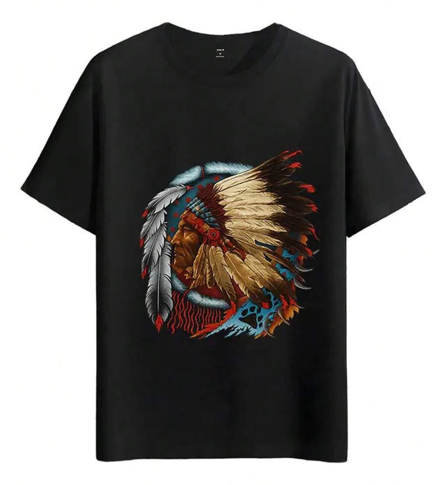 Muscle Freaks Chief Portrait Style T-Shirt - Black - View 1