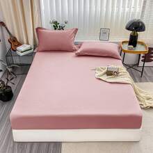FOREPOTY Spannbettlaken aus gebürstetem Polyester in Volltonfarbe, Matratzenschoner geeignet für Einzel, Doppel und Kingsize Betten, Pink, King 76 * 80inch (198 * 203cm) (1 Stück) - marineblau - Übersicht 1