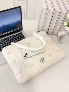 1個學生筆電包 11"/13"/15" 肩背包 蝴蝶結印花 休閒中性 防護套 小包 文件包 筆電套 電腦攜帶包 11 13 15" 便攜式桌上型防護袋 相容 MacBook HP 適合女孩、青少年女孩與男孩 相容 iPad Air 4 5 Pro 防護套 防震包 - 米色 - 查看 3