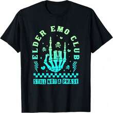 Elder Emo Club Still Not A Phase T-Shirt With Skeleton Hand Design And Rock Gradient - 黑色 - 查看 1