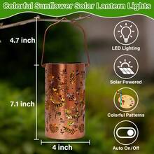 New Solar Sunflower Lantern, IP65 Waterproof Iron Garden Decoration, Upgraded Painted Butterfly Lantern, Spotlight, Light Sensor Lamp, Mother's Day Gift For Female Mothers And Grandmothers. Suitable For Patio, Patio, Backyard, Porch Decoration. - 直筒燈 - 查看 2