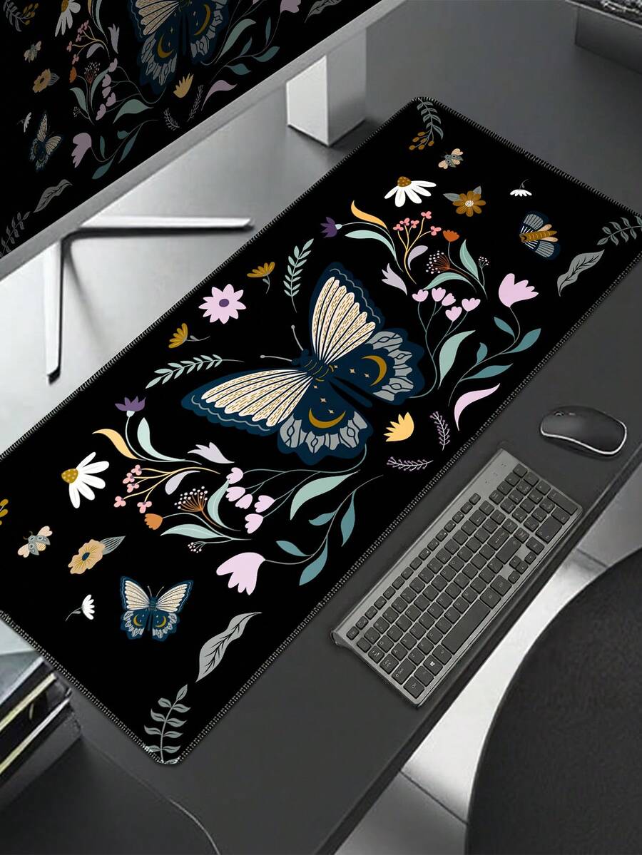 Grand tapis de souris de bureau, tapis de bureau mignon, tapis de protection pour bureau et jeux, tapis antidérapant exquis absorbant l'encre pour ordinateur portable, fournitures de bureau, d'école et de maison (floral & plantes) - Voir 1