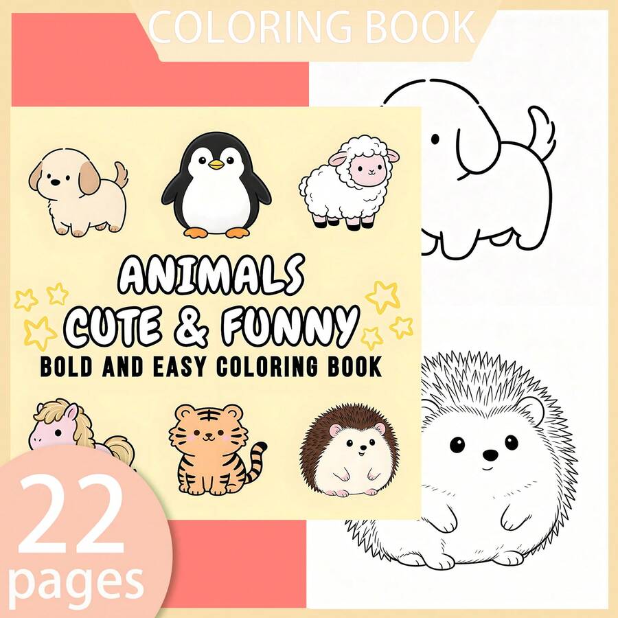 [NEW ANIMALS CUTE & FUNNY Coloring Book] 1pc Original Coloring Book ...