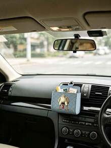 Kotak Penyimpanan Mobil Kreatif Lucu Terbalik Bergambar Ayam Kartun Lucu, Kotak Penyimpanan Ventilasi AC Mobil Gantung di Bagian Depan Interior Mobil, Warna Biru Kabut - Ayam lucu terbalik - View 1