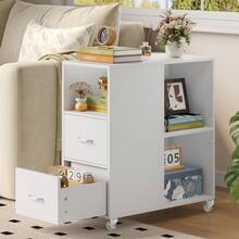 Mobile File Cabinet, Office Filing Cabinet With Open Shelves And Drawers, Under Desk File Cabinet - White - View 2