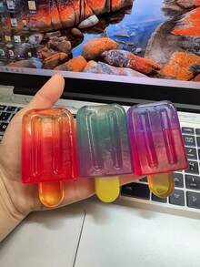 1pc Slow Rebound Gradient Color Popsicle Squeeze Toy, Transparent TPR Material Stress Relief Toy, Ice Cream Shaped Fidget Toy, Soft And Stretchable, Helps Relieve Anxiety, Suitable For Teens, Summer Party Gift, Thanksgiving Gift, Christmas Gift, Halloween Gift, Christmas Stocking Filler - Multicolor - View 8
