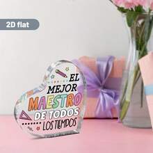 [Graduation Appreciation Memorial] "Best Teacher" Acrylic Decor In Spanish, Colorful Heart-Shaped Transparent Design, Graduation Gift From Students To Homeroom Or Subject Teachers - 1PC - View 4