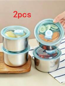 1/2个装不锈钢密封食品储存容器，带防漏盖 - 可堆叠式餐食准备容器，可用洗碗机清洗，适用于办公室、旅行、存放水果、蔬菜、零食、蘸酱等。 - 彩色 - 查看 13