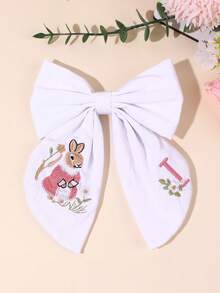 1件 26字母A-Z刺繡髮飾蝴蝶結，可愛兔子花卉蝴蝶結，優雅返校髮夾，甜美兔子髮飾，適用於上學日、教室 - 彩色 - 查看 22