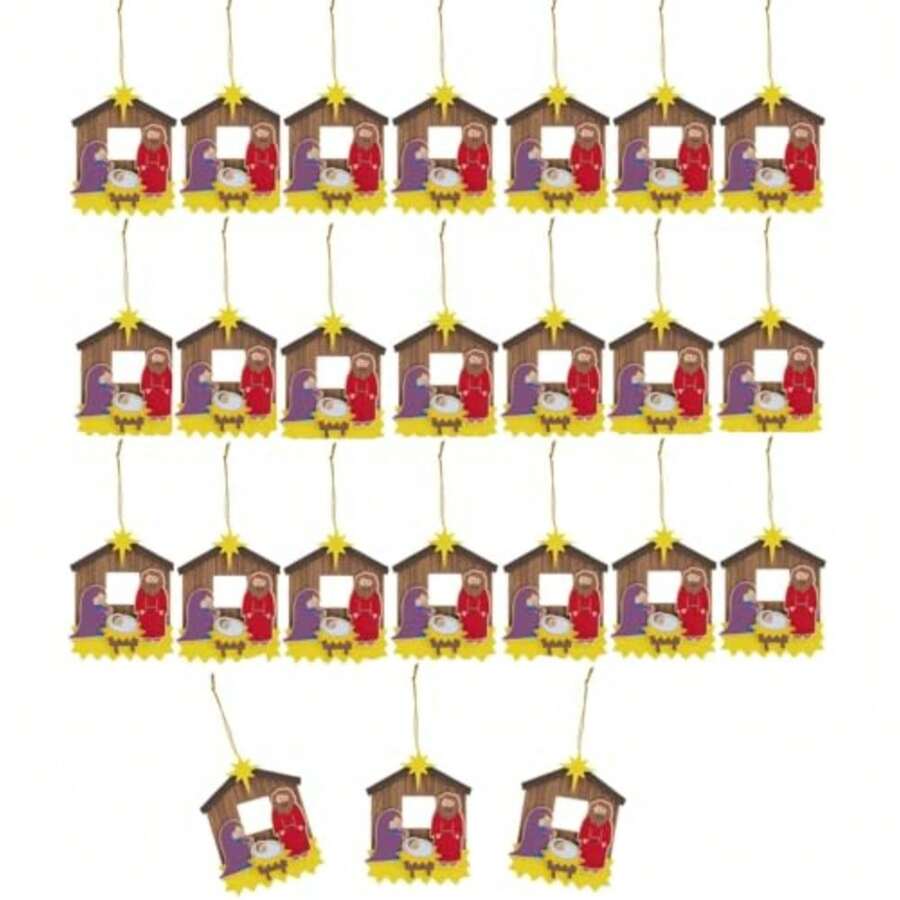 Christmas Nativity Manger Scene Ornament Craft Kit - Makes 24 - As Pic - View 1