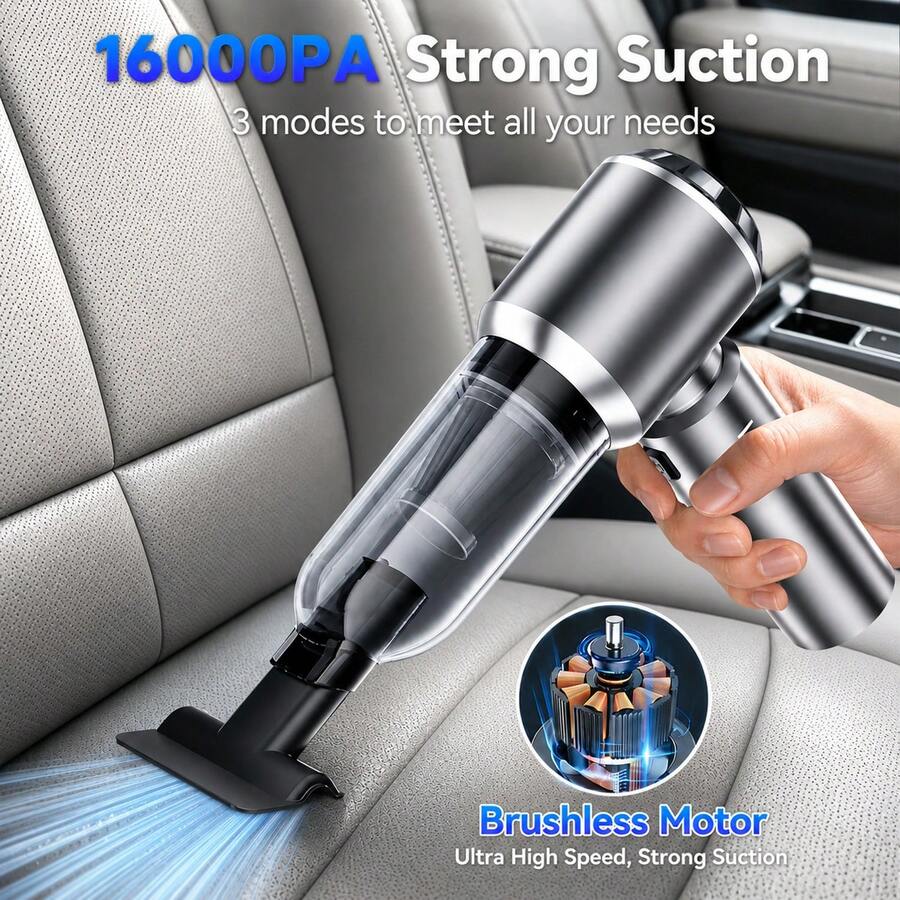 SUITU Multifunctional Cordless Mini Handheld Car Vacuum Cleaner, 11.1V 2000mAh USB Rechargeable, 3 Adjustable Suction Levels, Dual Suction & Blow Function With Multiple Attachments, Powerful Durable Vacuum For Car, Keyboard, Home & Pet Hair Cleaning - Multicolor - View 1