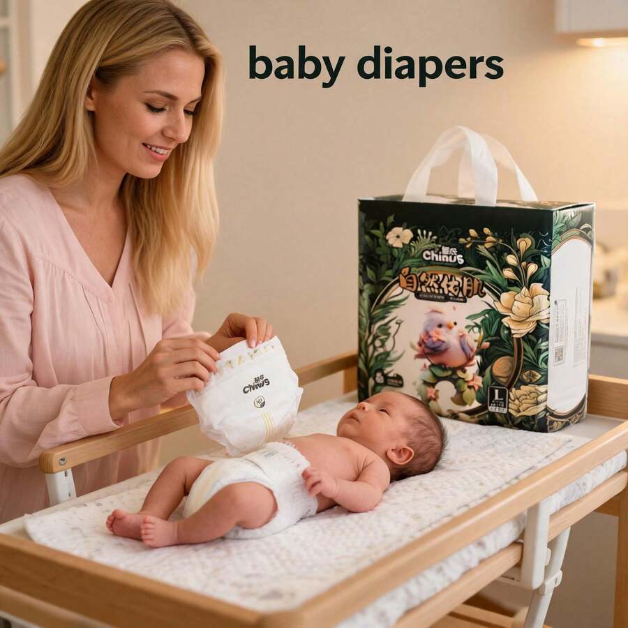 1 Pack Newborn Baby Disposable Diapers, Containing Centella Asiatica To Protect Baby's Skin, Suitable For Day And Night, For Baby Boys And Girls - Dark Green - View 1