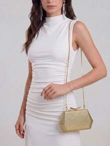 FOREVER MIYIN 1 pièce Sac bandoulière de luxe à texture tissée pour femmes, élégant sac de soirée à coque rigide avec fermeture à baiser et chaîne métallique, sac carré élégant pour mariage, bal et fête pour femmes, sac carré de luxe pour mariée, cocktail et banquet, cadeau de la Saint-Valentin, cadeau de la Fête des Mères, cadeau de passage à l'âge adulte - Multicolore - Voir 8
