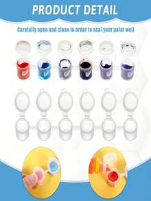 20pcs (120 Total) Empty Paint Buckets With Lids - Mini Transparent Storage Boxes, 6-Pack Acrylic Paint Strips, Includes 20 Brushes; Suitable For Classrooms, Schools, Painting Activities And Art Festivals (Capacity: 3ml/0.1oz) - A+B - View 7