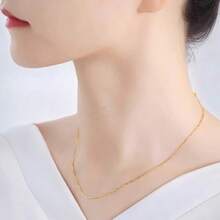 S925 Sterling Silver Necklace, Women's Gold-Tone Thin Chain Collarbone Necklace, 16-24in Long, Shiny Versatile, Holiday Gift, Unisex - White - View 4