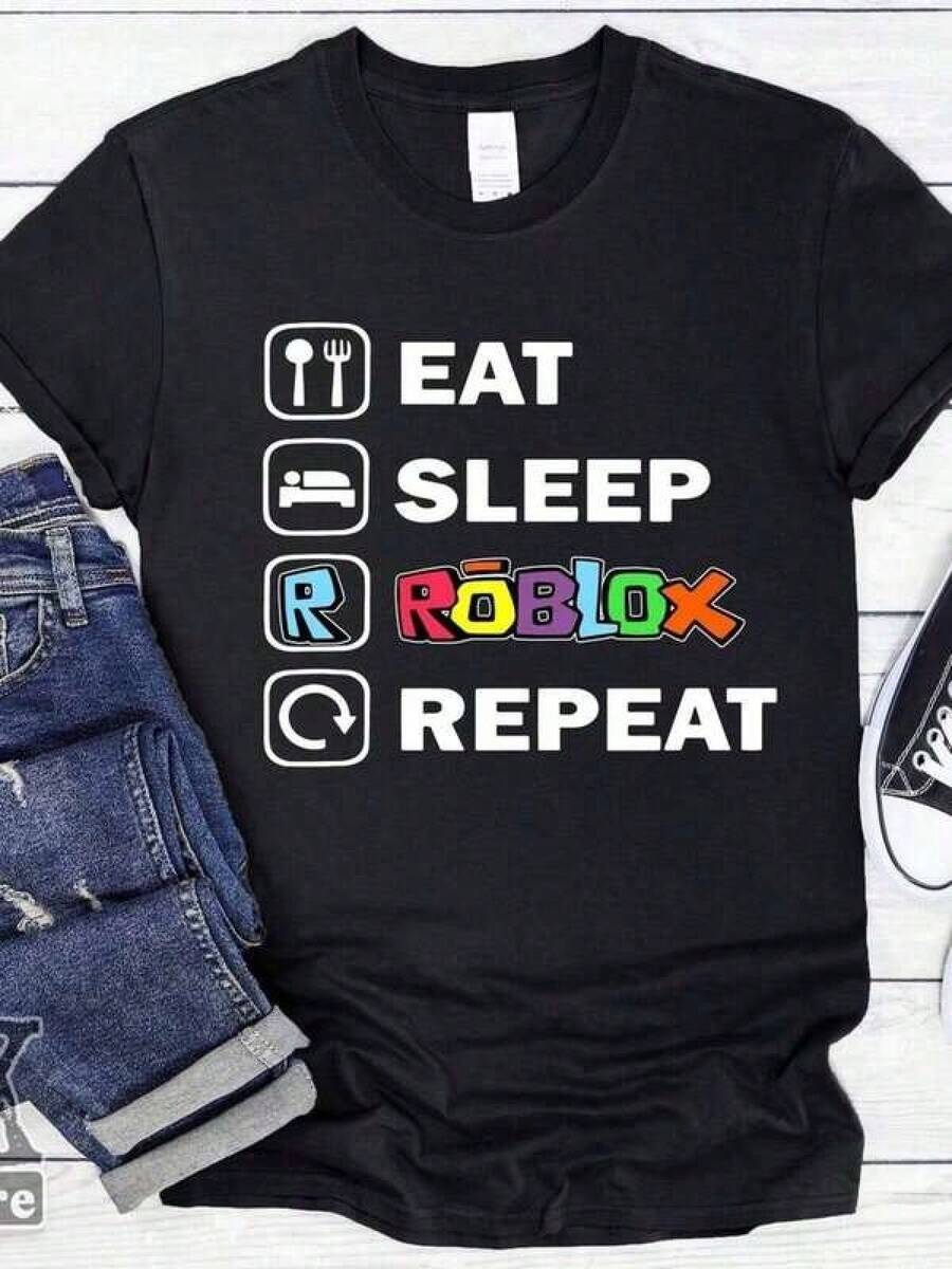 ROBLOXS T-Shirt, ROBLOXS T-Shirt For Boys, ROBLOXS T-Shirt For Girls, Video Game T-Shirt, Streamer T-Shirt, T-Shirt For ROBLOXS Lovers, Women's Clothing, Men's Clothing, Boy's Clothing, Girl's Clothing, Tops For Women, Spring Tops, Spring Outfits For Women, Summer Clothing, Black Top, Streetwear Women,2000s Style,Gym,Gym Wear Women,Squishies,Sports Top,Alt,Children's T-Shirts, Kids' Clothing, Printed T-Shirts, Graffiti-Style Cartoons Women's Casual Printed Round-Neck T-Shirt, Summer Style, Cartoon Print, Suitable For Various,Scenes,Men T'shirt - màu đen - Xem 1
