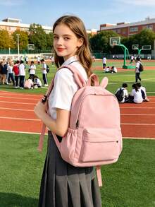 1pc Fashion Classic Solid Color Back To School Backpack, With Laptop Compartment, Ear Decoration, Lightweight Large Capacity Casual Travel Backpack, Suitable For Teens/Students/Graduates Daily Use, Outings, Travel, School, Etc. - Xx-974 - View 8