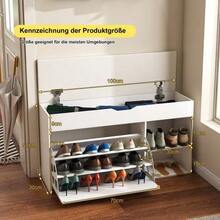 Shoe Bench, Entryway Bench With Concealed, Fold-Down Storage Compartment, Modern And Minimalist Design, Ideal For Entryways And Living Rooms, White, Dimensions: W 100 Cm / D 30 Cm / H 52 Cm - Putih - View 5