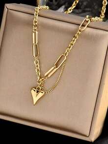 1 buah Kalung Hati Minimalis, Kalung Choker Gaya Hip-Hop Ins, Cocok untuk Pemakaian Sehari-hari - Cinta - View 1