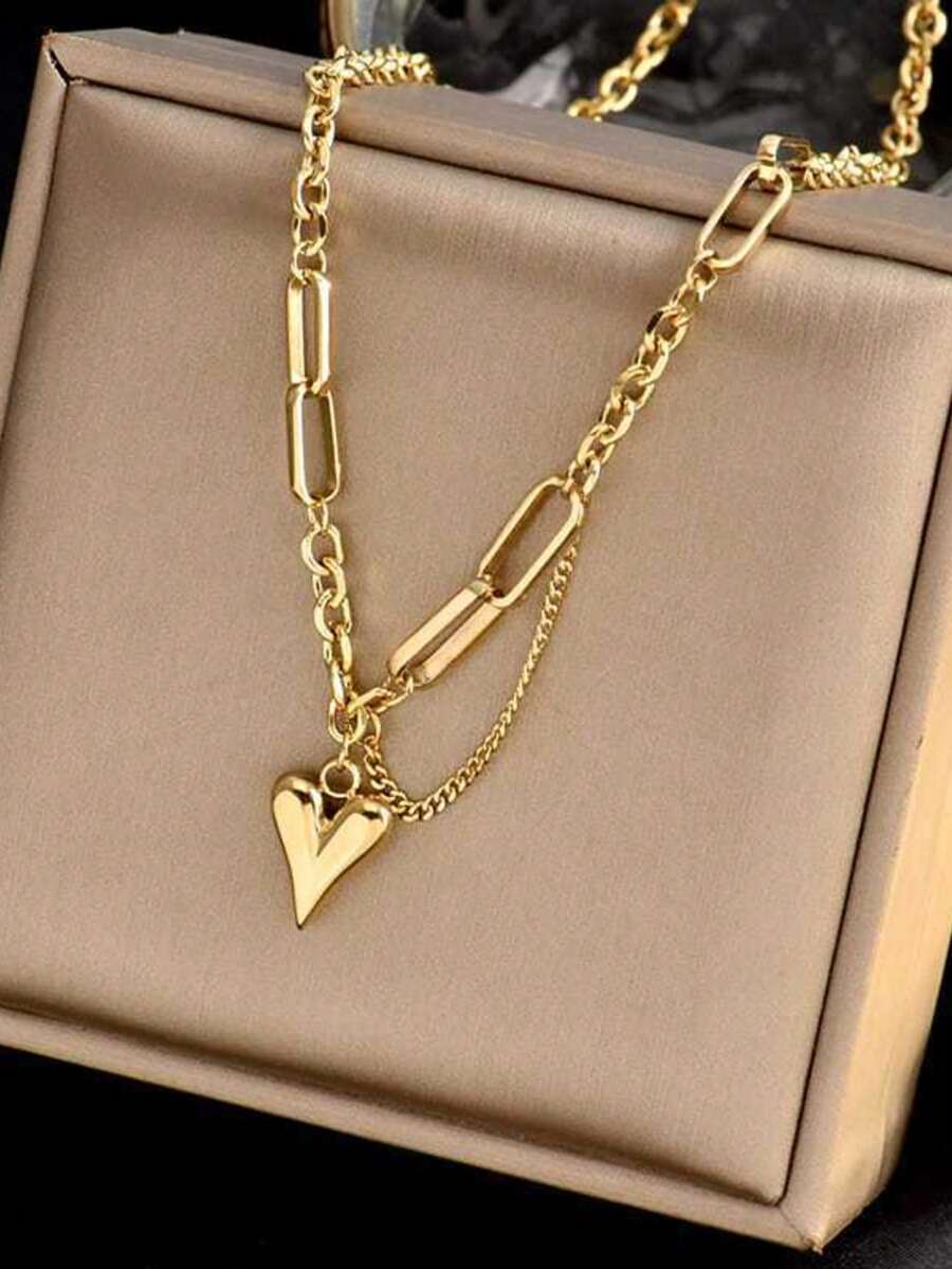 1 buah Kalung Hati Minimalis, Kalung Choker Gaya Hip-Hop Ins, Cocok untuk Pemakaian Sehari-hari - Cinta - View 1