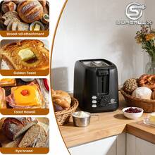 SUPERLEX 2 Slice Toaster Features Seven Toasting Levels, Extra-Wide Slots, Defrost And Preheat Functions,750W Of Fast Heat,An LED Indicator Light,And A Removable Crumb Tray For Easy Cleaning.Suitable For Toast,Croissants, Paninis,Sandwiches And Various Snacks - UK Plug(220-240V) - View 3
