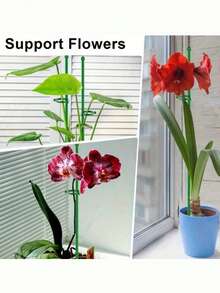 5/10 piezas Estacas de soporte para plantas con clips, varas de soporte para orquídeas, adecuadas para tomates en maceta, rosas, flores, postes de soporte para plantas de jardín, uso interior y exterior, adecuadas para el jardín - Varios estilos - Ver 10