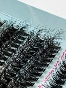 300 Pcs D Curl Fluffy Lash Clusters 60D+80D+100D Individual Eyelash Natural Look Thick Cluster Eyelash Extensions Wispy Lashes Clusters Individual Lashes 8-16mm Volume Cluster Lashes For Daily And Party Wear False Eyelashes Pack - D - View 5