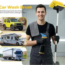 1 set perie de curățare auto cu mâner lung, set cu racletă, mop de spălat și peri moale pentru exterior SUV, RV și barcă, curățare zăpadă - A - Vizualizare 6
