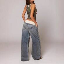 Jeans For Women,Revice Retro Street Style Hot Girl High-Waisted Design Washed Blue Jeans For Women Y2k, Pants For Women,Summer Outfits For Women - 水洗藍(現貨) - 查看 4