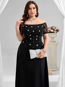 Coutiva Vestido de noche formal de talla grande (con adornos pesados) - Multicolor - Ver 1