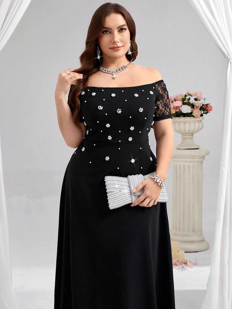 Coutiva Vestido de noche formal de talla grande (con adornos pesados) - Multicolor - Ver 1