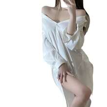 Women Lightweight Cardigans - Blue Shirt Dress [long Sleeves] - View 6